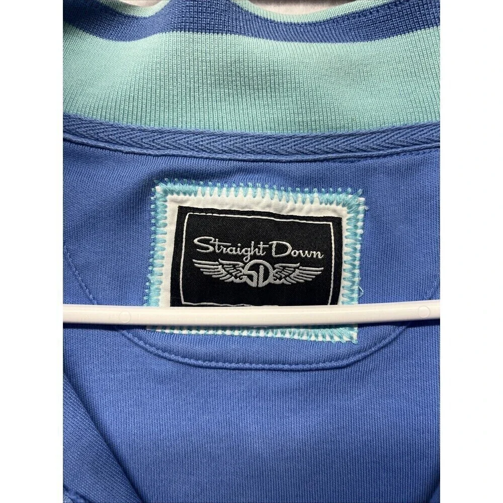 Straight Down Sweatshirt Mens Large Blue  Pima Cotton 1/4 Zip Golf Performance